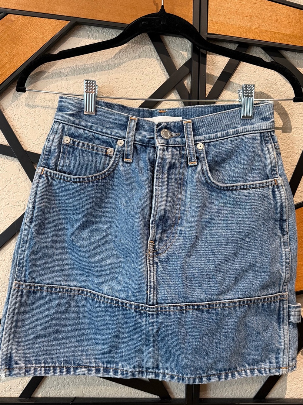 Helmut Lang light blue denim mini skirt